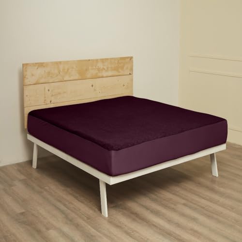 Image of Wakefit Cotton Feel Ultra Soft Waterproof Mattress Protector|Breathable - Hypoallergenic Mattresses Cover 72 inch x 36 inch - Single, Beetroot, Purple