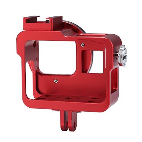Puluz Aluminum Alloy Case For Gopro Hero 7 Black/New Hero 2018 / Hero 5 / Hero 6 Housing Shell Case Cnc Protective Cage With Cold Shoe Mount & 52Mm Uv Lens Filter (No Back Cover Version) (Red) #TOP4