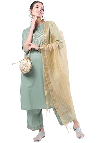 Image of KETCH Women's Polyester Regular Fit Threeforth Sleeve Ethnic Kurta Set