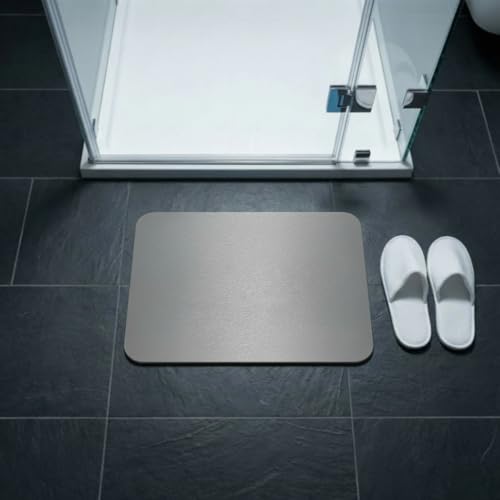Image of Stone Bath Mat | Diatomaceous Earth Non-Slip Quick Drying Bathroom Floor Mat | Super Absorbent Bathtub & Shower Mat | Odor Free, Safe & Clean for Bathroom & Kitchen (Ivory, 39.5 x 59.5 cm)