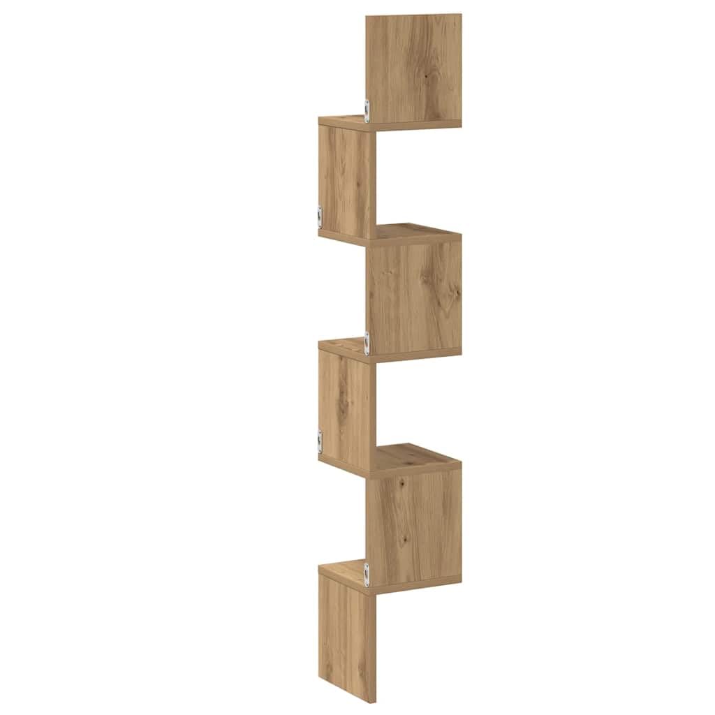 Wand-Eckregal Artisan-Eiche 20x20x127,5 cm Holzwerkstoff | Platzsparendes Design, Multifunktional für Wohnzimmer, Pflegeleicht mit feuchtem Tuch