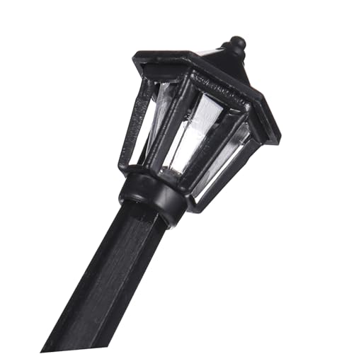 Abaodam 9 Peças Mini Trens Preto Decoração Miniaturas Acabamento Preto Poste De Luz Em Miniatura Pos