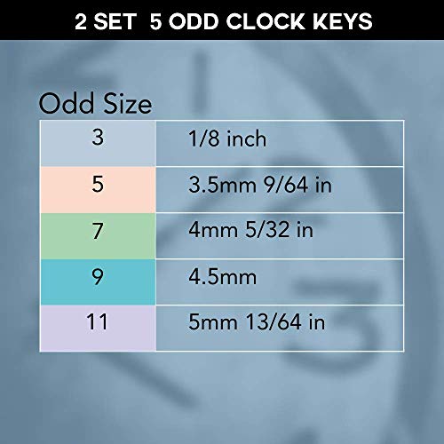 Brass Blessing : 10-Size Solid Brass Clock Winding Keys - 5 Odd & 5 Even Sizes 2 To 11 (5025) #TOP5