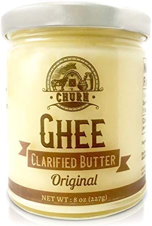 Original Ghee Butter by Churn Ghee, Grass-Fed, Pasture Raised, Gluten Free, Lactose & Dairy Free, Paleo and Keto-Friendly, Made from Amish Roll Butter, 8 Ounces