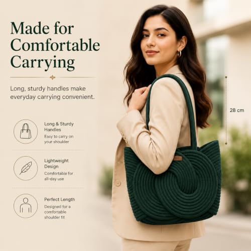 Image of Handbag for Women | Handmade Natural Cane & Dry Grass Tote Bag | Stylish Shoulder Bag for Women | Ladies Purse for Office, Travel & Daily Use | Gift for Women
