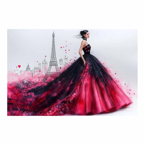 Femme robe noir rose toile portrait fu00e9minin haut de gamme TERUEA salon moderne 70x100