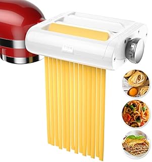 TZCYOTO Pasta Maker Attachment 3 in 1 Set for KitchenAid Stand Mixers, Included Pasta Roller, Spaghetti &Fettuccine Cutter Pasta Machine Attachment Accessories and Cleaning Brush for KitchenAid