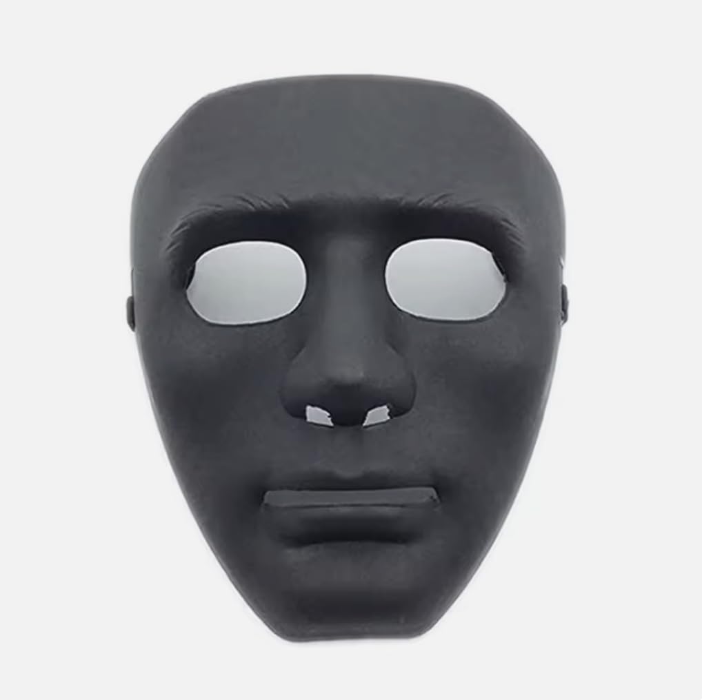 jokeshop Hard Plastic Face Mask Halloween Party Scary Full Face Man Dance Masquerade Cosplay Party Thick Plastic Durable Masks (Black)