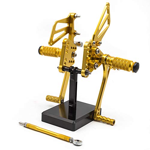 FXCNC CNC K5 K6 Billet Adjustable Motorcycle Rearset Foot Pegs Rear Set Footrests Compatible with GSXR 1000 GSXR1000 GSX-R1000 2005 2006