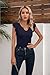 VICHYIE Ruffle Sleeve Tops Women Summer Short Sleeves Shirts V Neck Sexy Ribbed Casual Tshirt Slim Fitted Trendy Top Blouses Navy S
