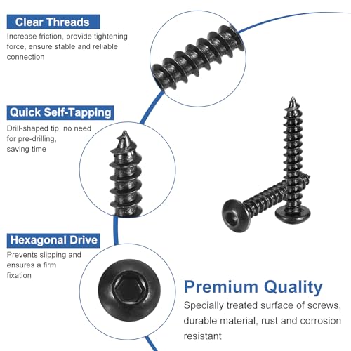 Tornillos autorroscantes hexagonales con cabeza plana, M4 x 25mm de acero al carbono, paquete de 25 piezas miniatura 4