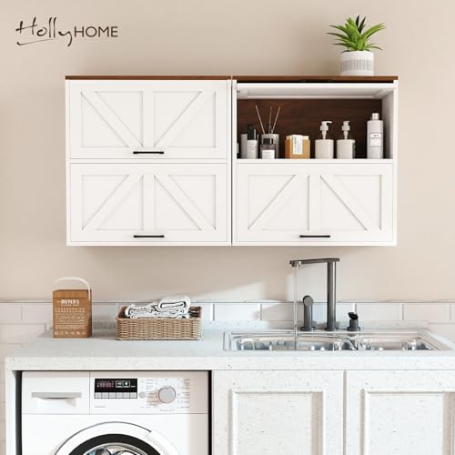 HollyHOME Farmhouse Bathroom Wall Cabinet, Wall-Mounted Storage - Image 6