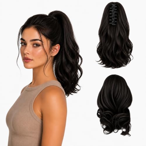 100% Remy Human Hair Wavy Curly Claw Clip Ponytail Extension