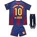 CEKFAX Barca 2025/2026 Home #10 Yamal Football Soccer Kids Jersey Shorts Socks Set Youth Sizes (Navyblue/Red,20)