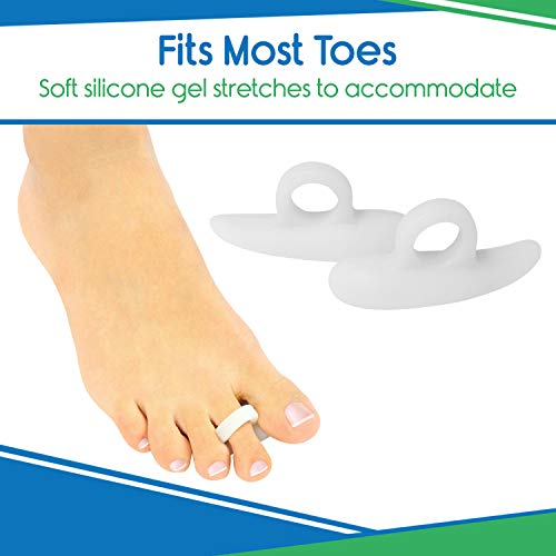Vivesole Toe Separator For Bunion - Hammer Toe Straightener Pads (Pair) -Corrector For Curled, Crooked, Curved, Overlapping, Clubbed, Claw, Mallet Curling Relief-Right & Left Gel Support Crest Cushion #TOP4