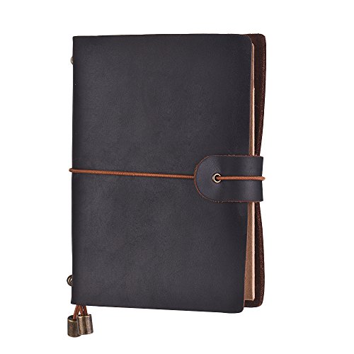 homese Leather Soft Cover Refillable Journal Notebook with Elastic Strap Diary Travel Business Notepad Lined Blank Grid Paper for Men & Women Sketching Writing