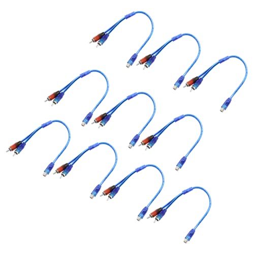 Piutouyar RCA Y Adapter Splitter Cable 1 Female to 2 Male Car Audio Converter Connector for Car Audio Subwoofer TV Home Theater(10Pcs)