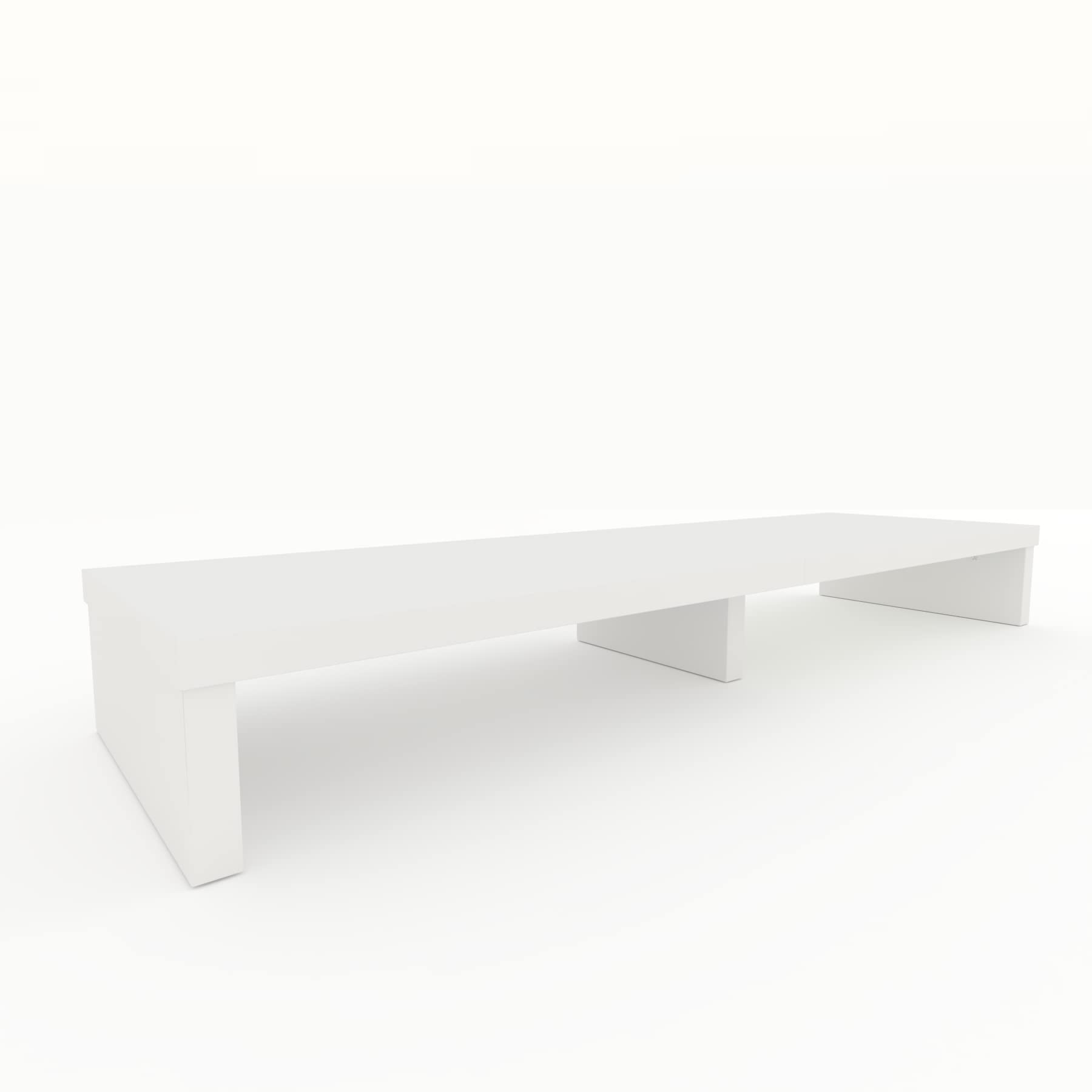 Henor Rehausse TV en Bois Double 130 x 35 x 15 cm Blanc Mat. Supporte +100 kg.