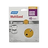 Norton 49225 5-Inch 8 Hole P40 Hook and Loop Discs, 20-Pack