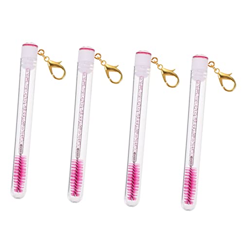 SAFIGLE Eyelash Brush Tube Keychain 4pcs Mascara Wands for Eyebrow Brush Beauty Makeup Tool for Travel