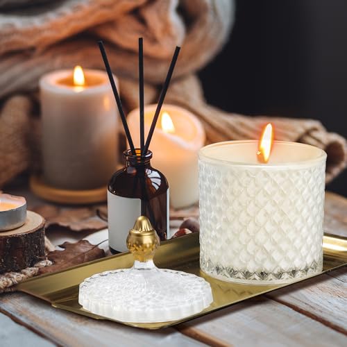 Joeyan White Glass Sugar Bowl with Lid, Embossed Sweet Jar for Candy, Nuts, Chocolate, Cookies, Glass Easter Decorative Jar,Wedding Party Buffet Home Décor