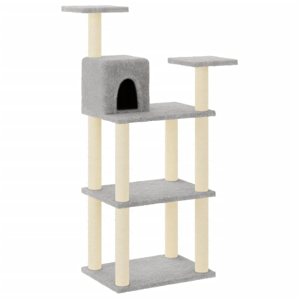 vidaXL Rascador para Gatos con Postes de Sisal 119 cm Gris Claro Mascotas