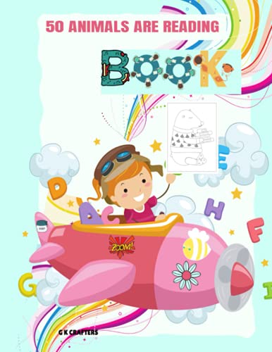 50 Animals Are Reading Books : unique coloring pages for kids: gift idea for boys and girls activity books image 2