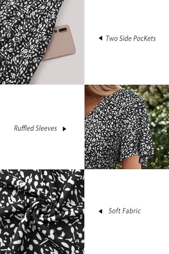 Robe d'été fleurie col en V manche courte décontractée