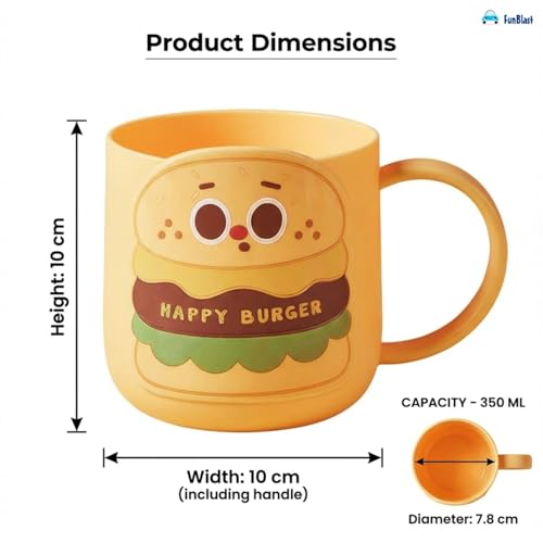 Image of FunBlast Milk Mug for Kids - 400 Ml; Unbreakable Mug for Kids, Milk Mugs for Kids Unbreakable - Milk Drinking Cup for Kids (Happy Burger)