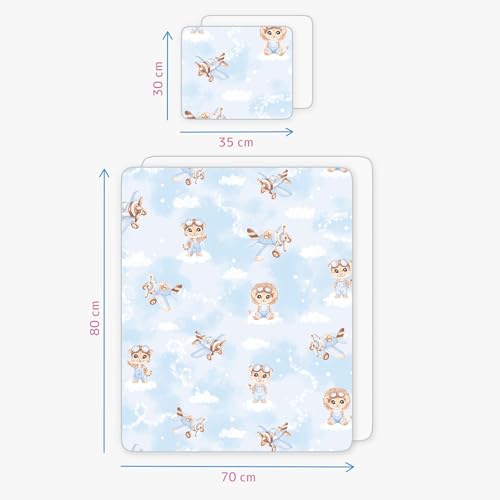 Housse de couette bébé 80x70 cm | Parure de lit Tigers Pilots 4 pièces