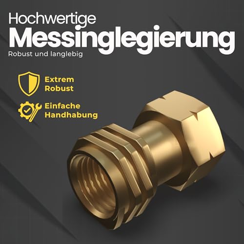 Rabenburg Adapter für USA Gasregler an deutsche Propangasflasche - 3/8 QCC Type 1 (Acme) auf G.12 W21,8 x 1/14 LH - Adapter für amerikanische Gasgrills