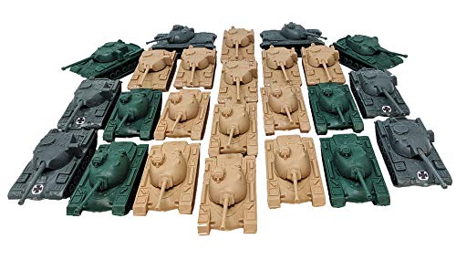 24 Piece Green Desert Gray Army Battle Tanks Play Set