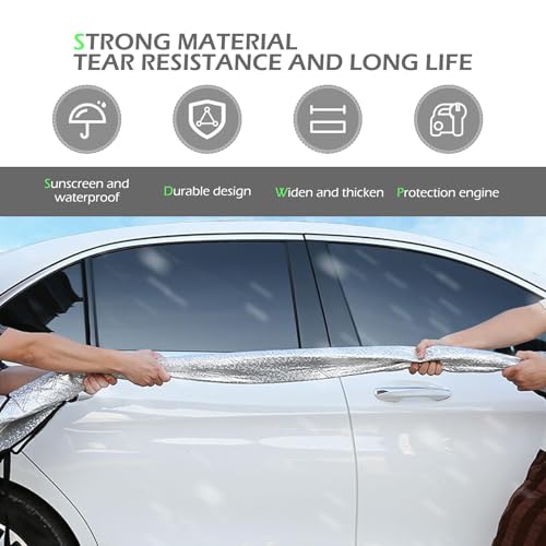 Heavy Duty Snow Car Cover, Widened & Thickened Vehicle Hood Windows Protector with Cotton Liner, All Weather Scratch-resistant Insulation Car Body Protector,Universal for Most Cars, SUVs, Trucks - Thumbnail 3