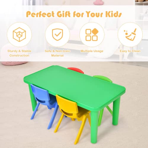 Kotek Rectangular Kids Activity Table, Lightweight Plastic Table For Art, Craft, Homework, Snack Time, Square Children Table For Playroom, Daycare, Preschool, Green (Table) #TOP6