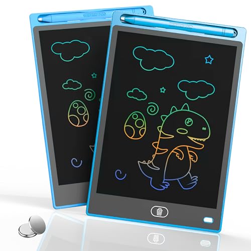TECET® 2 Pcs Pizarra Mágica Infantil 12 Pulgadas + Guía de 100 Dibujos para pintar | Pizarra Magnética Infantil para Niños | Tablet Led Digital de Dibujo, Azul y Azul.