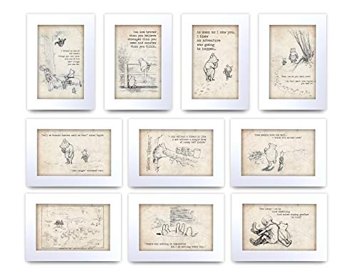 HWC Trading Winnie de Pooh All 10 Collectie van Unframed A4 Gedrukt Citaat Kinderkamer Print Baby Douche Kamer Geschenken Nieuw Geboren Slaapkamer Gift Print Foto Afbeelding Display