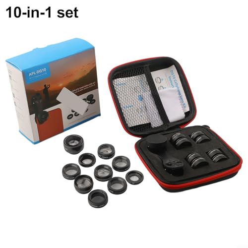 Eawfgtuw 10-in-1 Smartphone Camera Lens Kit with 17mm Usual Clip, Wide Angle Macro Fisheye Telephoto CPL Lens Set for Most Mobile - Image 4