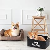 inheming Filz Aufbewahrungsbox für Hundespielzeug, Hundespielzeug Aufbewahrung, Schwarz Rechteck Aufbewahrungskorb für die Organisation von Haustierspielzeug, Decken, Leinen 38cm x 25cm x 18cm