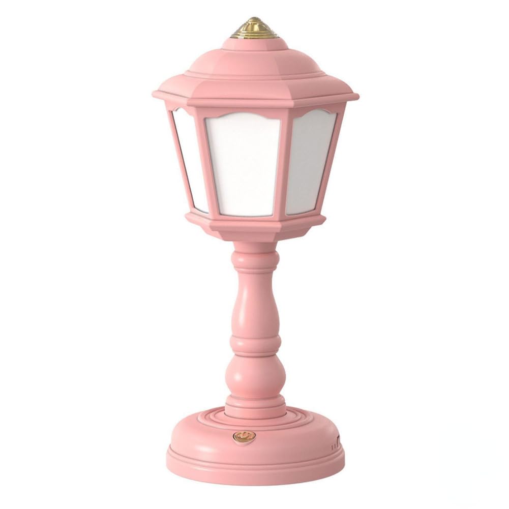 Anso Pink Retro Led Desk Lamp Usb Charging Table Lamp Bedside Room Mini Light 3-Colors Dimmable (Pink)