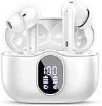 Btootos Wireless Earbuds, Bluetooth 5.4 Headphones In Ear with 4 ENC Noise Cancelling Mic, 2026 New Bluetooth Earphones Mini Deep Bass Stereo Sound, 36H Playtime LED Display Wireless Earbuds White