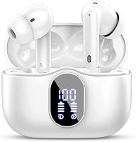Btootos Wireless Earbuds, Bluetooth 5.4 Headphones In Ear with 4 ENC Noise Cancelling Mic, 2026 New Bluetooth Earphones Mini Deep Bass Stereo Sound, 36H Playtime LED Display IP7 Waterproof White