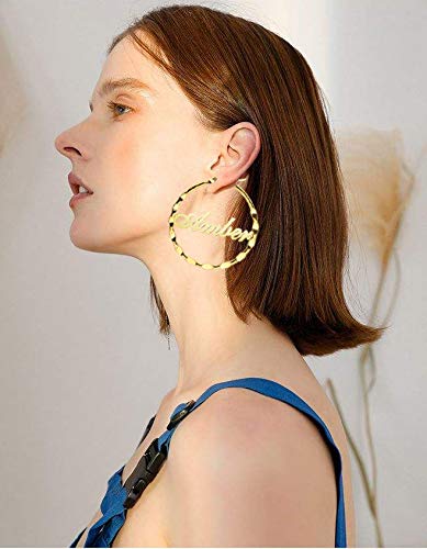 Picano Stainless Steel Personalized Name Circle Earrings Twist Circle Custom Name Hoop Earrings Made with Any Name2