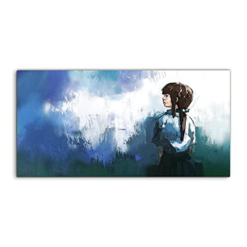 Tableau acrylique moderne Watercolors girl 100x50cm pour deco murale chambre