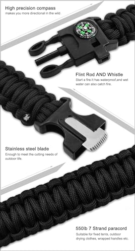 Image of Galaxy 251 Pcs First Aid Kits For Survival Emergency Trauma Military Combat Tactical Medical Hunting Camping Hiking IFAK EMT Bag (21 in 1 Bracelets Black)