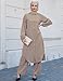 APRROOT Modest Clothing for Women Abayas Dress Muslim Robe Islamic Kaftan 3 PCS Set Long Sleeve Button Shirts Pants Hijab Dubai Outfits Khaki 2XL