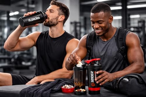 Image of Buy One Get One Free - Protein Shaker Bottle 700ml with Mixer Ball & Leakproof Lid | Gym, Sports & Fitness Shaker for Protein Shakes, Smoothies & Pre-Workout (Jet Black Combo)