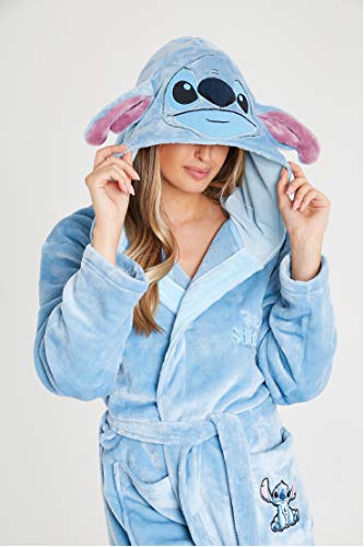 Image of Disney Robes for Women, Lilo and Stitch Bath Robes, Fleece Bathrobe with Hood, Soft Polyester