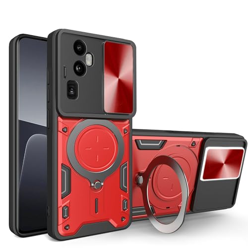 Lucyliy Compatible with Oppo Reno10 Pro Plus Phone Case Cover [with Tempered Glass Screen Protector] red
