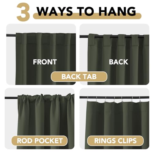 Image of H.VERSAILTEX Blackout Curtains Thermal Insulated Window Treatment Panels Room Darkening Blackout Drapes for Living Room Back Tab /Rod Pocket Bedroom Draperies (2 Panels, Olive, 42 x 84 Inch)