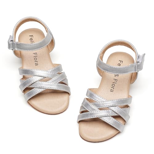 Image of Felix & Flora Toddler Girl Sandals - Little Girl Easter Dress Shoes Lightweight Open Toe Beach Holiday Flats